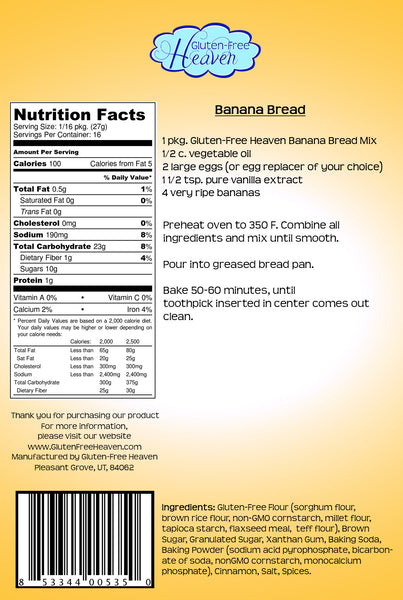 Gluten Free Banana Bread Mix