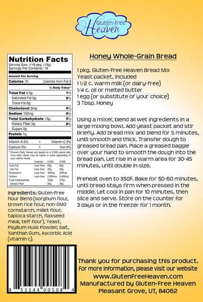 Gluten Free Honey Whole Grain Bread Mix